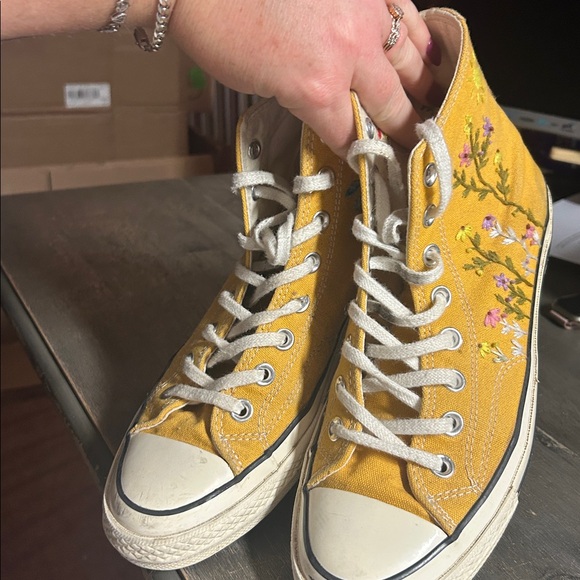 Converse Chuck Taylor’s Mustard Floral Embroidered High-Tops - Picture 8 of 11